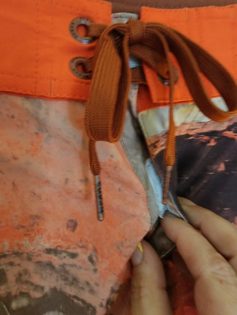Prana High Seas Boardshorts Size 40 9in Inseam Orange Gray Gorpcore Swim Surf